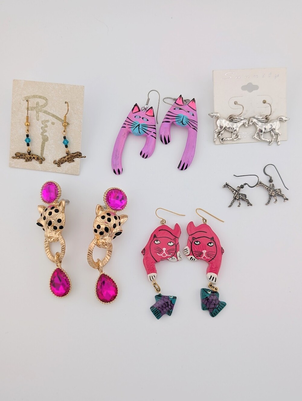 Jewelry Lot #64 - Animal Earrings - Vintage & Modern - Estate Jewelry Bag